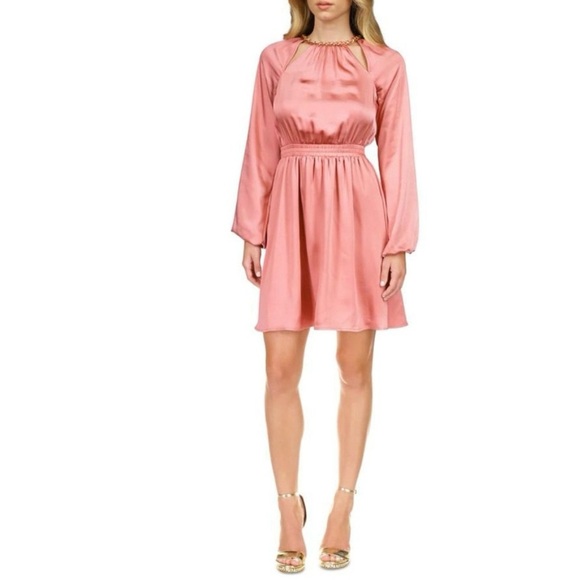 Michael Kors Dresses & Skirts - Michael Kors Pink A-Line Bishop Sleeve Dress​‎